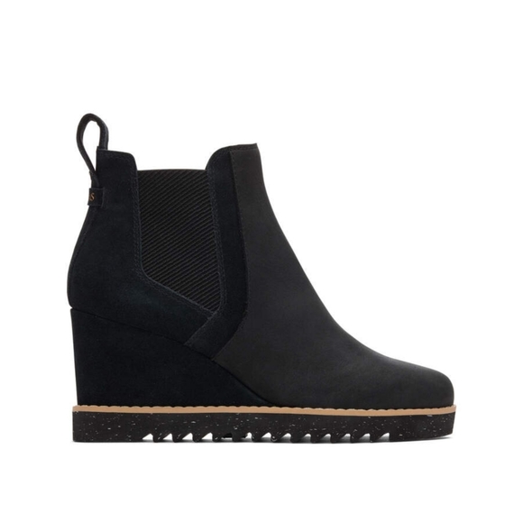 Tom's Maddie wedge boot leather black suede size 7 - Picture 4 of 12